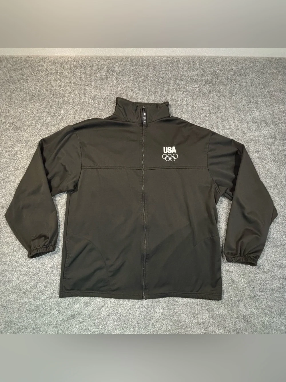 USA Olympics Jacket Mens XL Black Team USA Full Zip Olympic Committee Warm Up